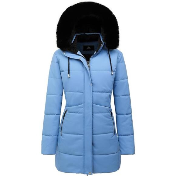 Women's Winter Puffer Coat Jacket Waterproof Blue - Picture 1 of 6